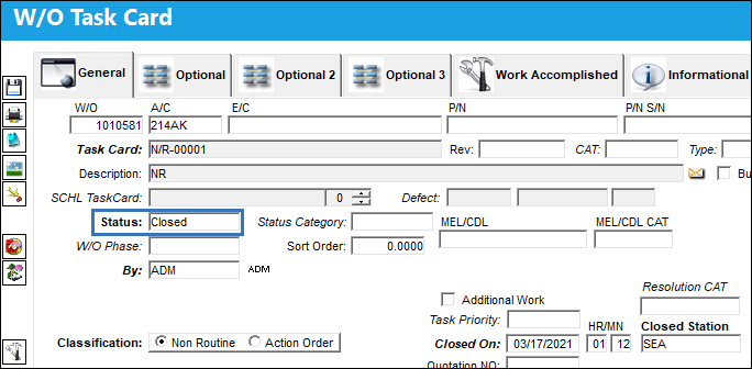 TRAX_WO Task Card Task Card Close