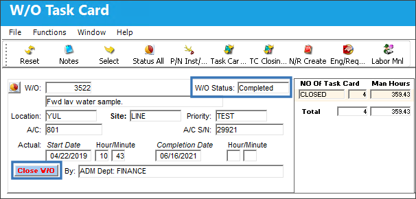 Trax v15  Completed Parent WO