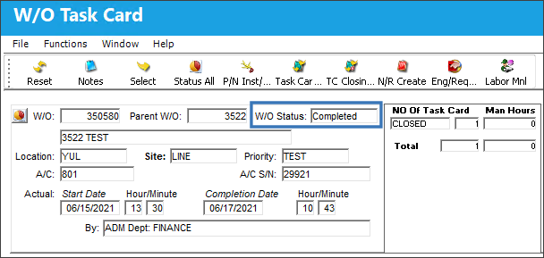 Trax v15  Child WO Complete