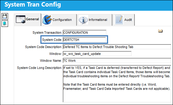 Trax DERTCTSH corrected code