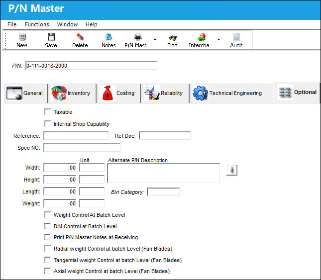 TRAX PN Master Optional Tab