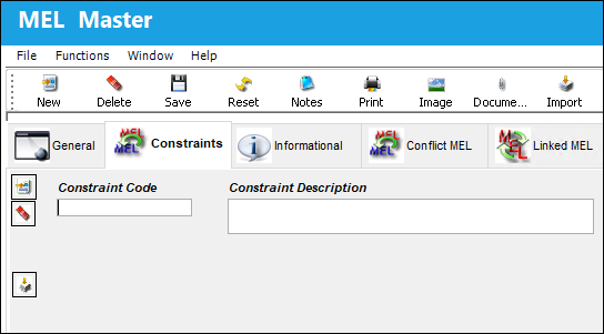 MEL Constraints Tab