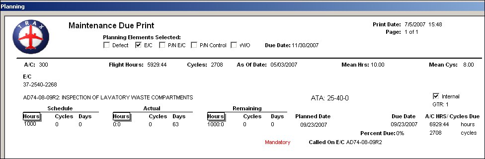 PLAN_query hours driven print