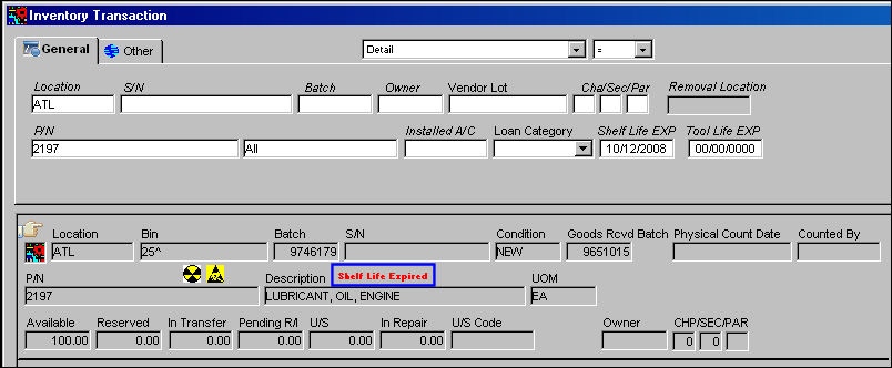 INVT_SLIFEXPEXC expired slife