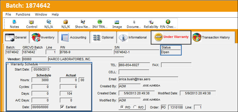 INV_ INV TRAN_Batch Under Warranty