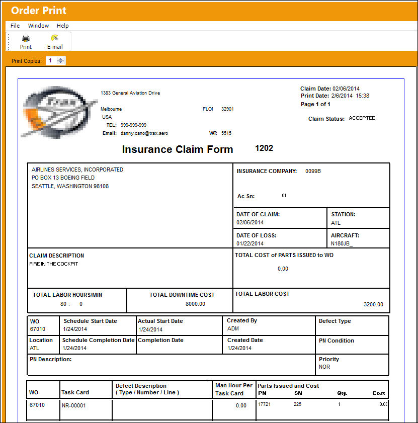 Insurance Claim Print