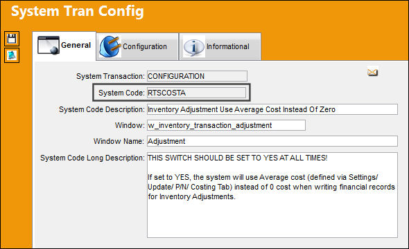 RTSCOSTA_Configuration