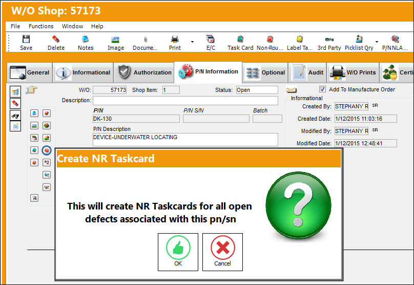 Shop_Shop WO PN Information tab_Mass NR button 1