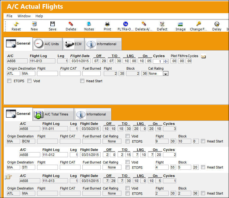 Tech Rec_AC Actual Flights_LLP Scenario 6