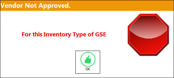 Vendor Not Approved GSE