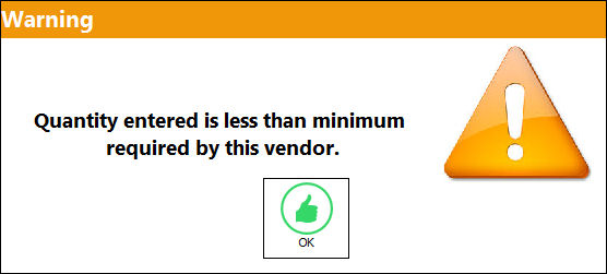 Qty Less Than Min Required By Vendor