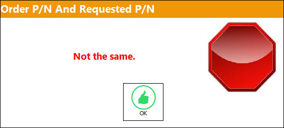 Order Requested PN Not Same